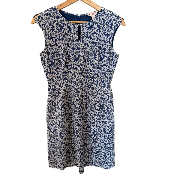 Brooks Brothers Women’s Dress Blue White Floral Size 0 Silk Cotton Blend - Picture 4 of 16